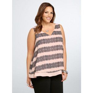 Torrid Womens 0X Pink Sheer Lace Print Sleeveless